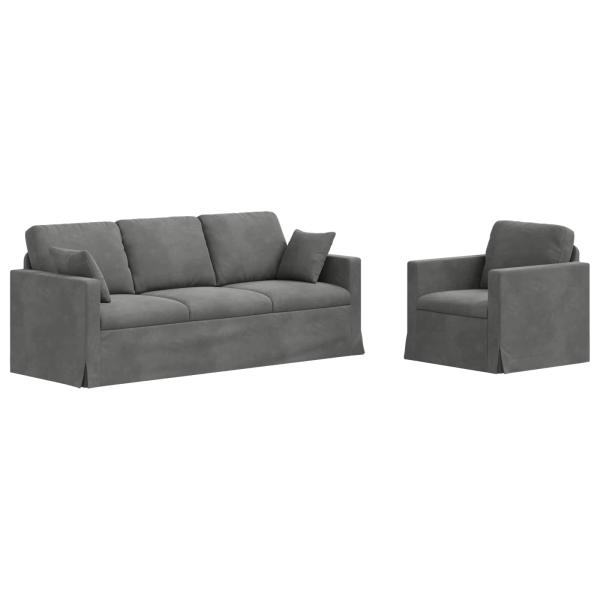 ARDEBO.de - Sofa 2 pcs Dunkelgrau