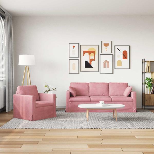Sofa 2 pcs Rosa Gesamtabmessungen: 198 x 78 x 80 cm (B x T x H)