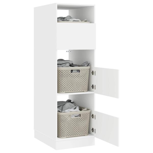 Wäscheschrank mit Speicher mit Tür Weiß Holzwerkstoff