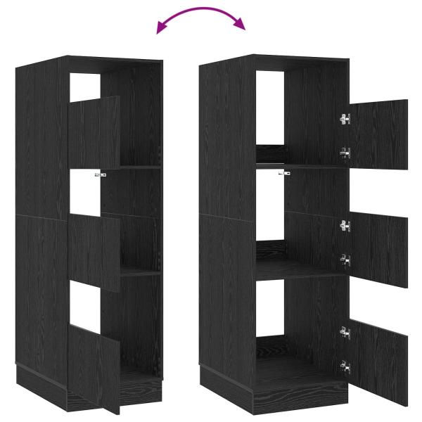 Wäscheschrank mit Tür Schwarz Eichen-Optik 50 x 68 x 162 cm