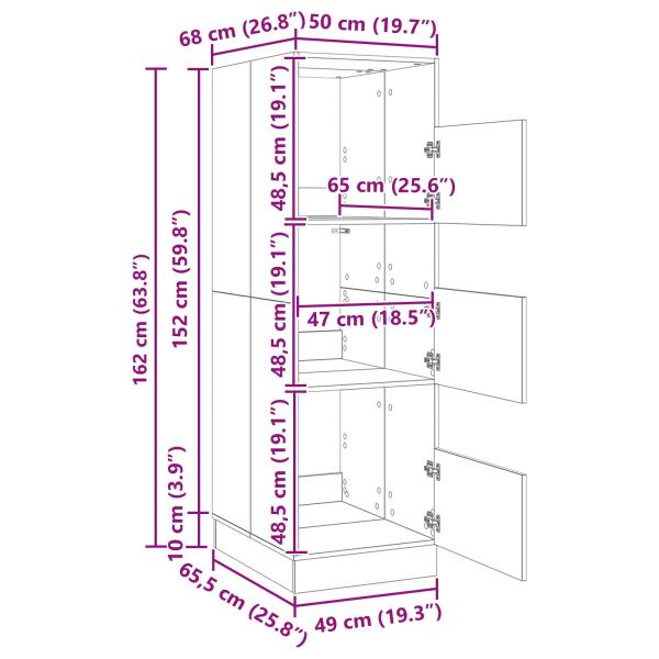 Wäscheschrank mit Tür Sonoma 50 x 68 x 162 cm Holzwerkstoff