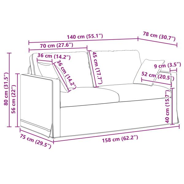 Sofa Dunkelgrau Gesamtabmessungen: 158 x 78 x 80 cm (B x T x H)