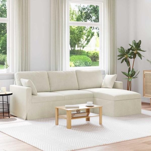 ARDEBO.de - Sofa Creme Gesamtabmessungen: 228 x 134 x 80 cm (B x T x H)