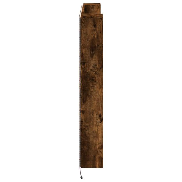 Kopfteil-Schrank mit LED Geräucherte Eiche Holzwerkstoff