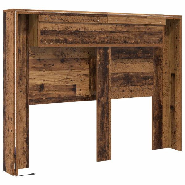 Kopfteil-Schrank mit LED Altholz 140 x 16,5 x 103,5 cm