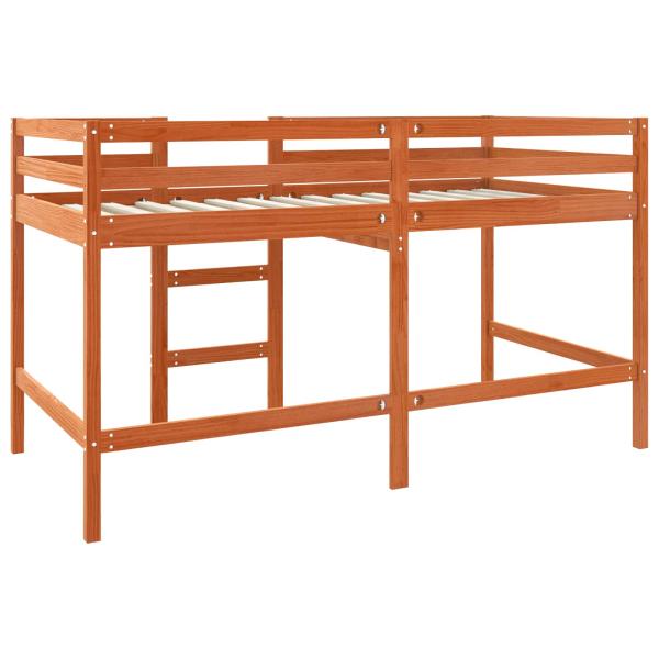 Loft Bett Wachsbraun 90 x 190 cm Massives Kiefernholz