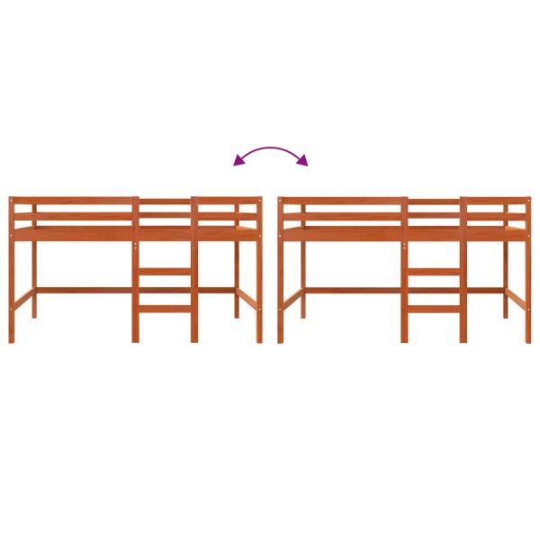 Loft Bett Wachsbraun 90 x 190 cm Massives Kiefernholz