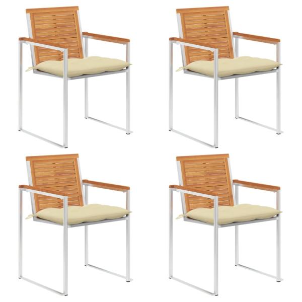 ARDEBO.de - Gartenstühle 4 Stk. mit Kissen Massivholz Akazie