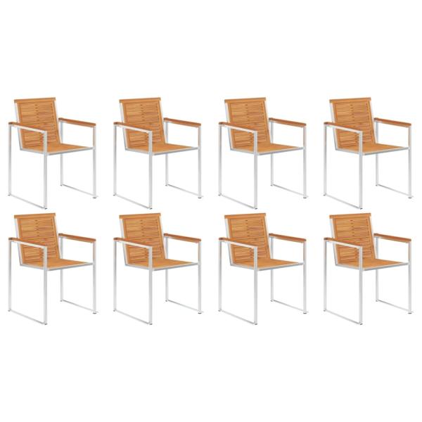 Gartenstühle 8 Stk. mit Kissen Massivholz Akazie