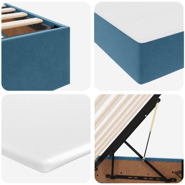 Aufbewahrungsbett mit Matratze Dunkelblau 180 x 200 cm Samt