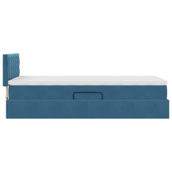 Bett mit Stauraum und LED mit LED Dunkelblau 90 x 200 cm Samt