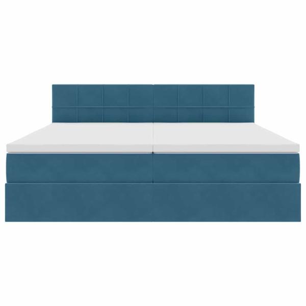 Bett mit LED-Lichtleisten Dunkelblau 180 x 200 cm Samt