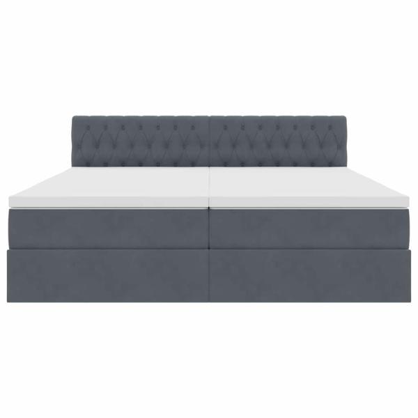 Bett mit LED-Lichtleisten Dunkelgrau 200 x 200 cm Samt