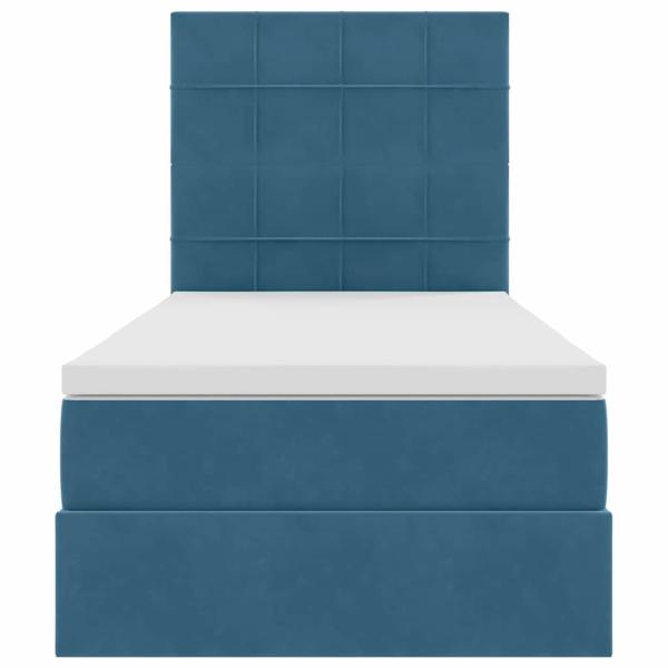 Bett mit Stauraum und LED mit LED Dunkelblau 90 x 200 cm Samt