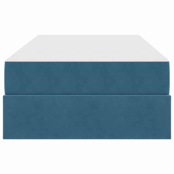 Aufbewahrungsbett mit Matratze Dunkelblau 90 x 200 cm Samt