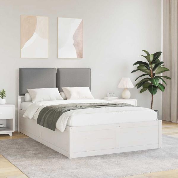 ARDEBO.de - Bettgestell mit gepolstertem Kopfteil Hellgrau 120 x 190 cm