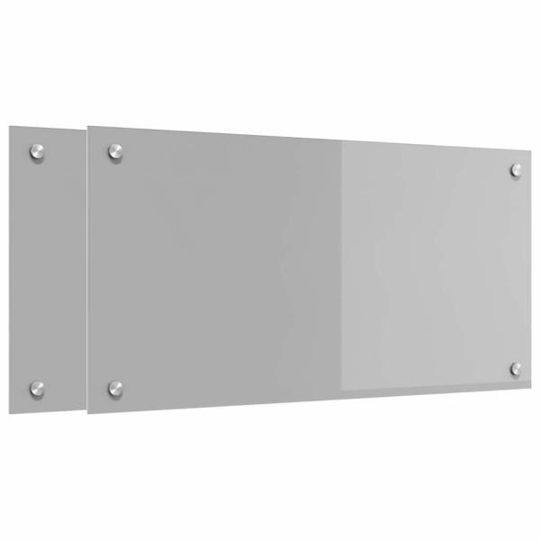 Küchenrückwand 2 pcs Hellgrau 80 x 40 cm Gehärtetes Glas