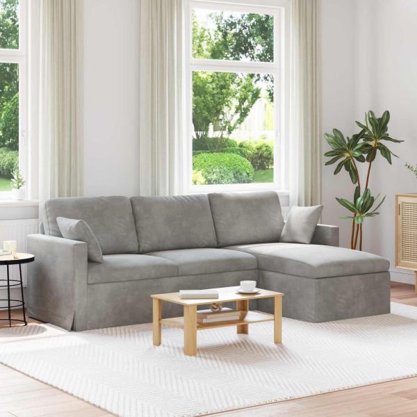 ARDEBO.de - Sofa Hellgrau Gesamtabmessungen: 228 x 134 x 80 cm (B x T x H)