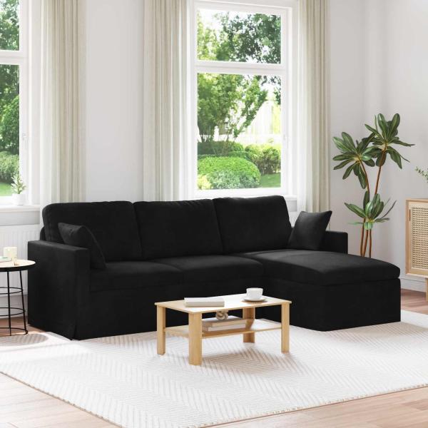 ARDEBO.de - Sofa Schwarz Gesamtabmessungen: 228 x 134 x 80 cm (B x T x H)