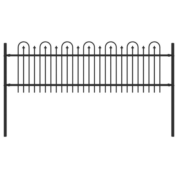 Spitzenbogenzaun Schwarz 200 x 130 cm Pulverbeschichteter Stahl