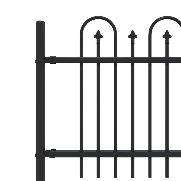Spitzenbogenzaun Schwarz 200 x 130 cm Pulverbeschichteter Stahl