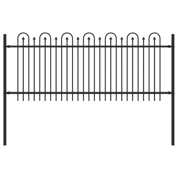 Spitzenbogenzaun Schwarz 200 x 130 cm Pulverbeschichteter Stahl