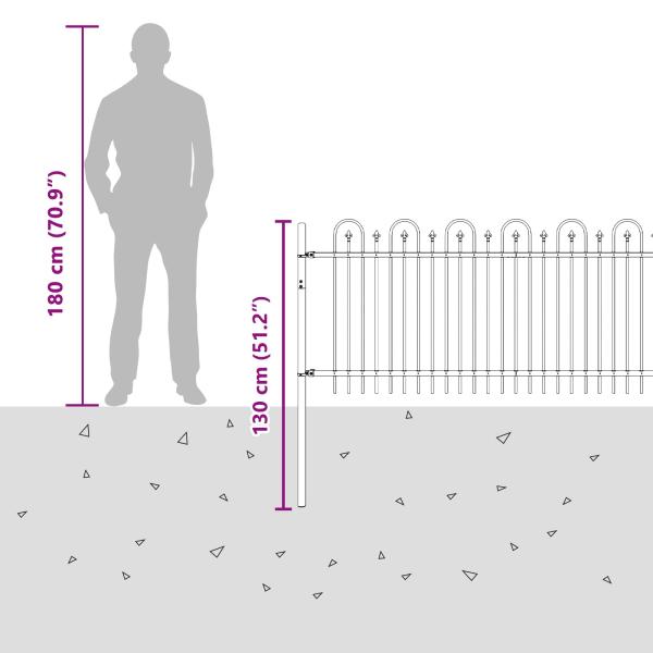 Spitzenbogenzaun Schwarz 200 x 130 cm Pulverbeschichteter Stahl