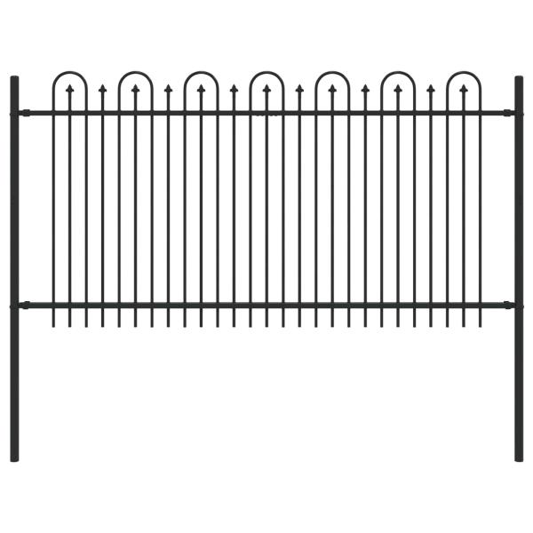 Spitzenbogenzaun Schwarz 200 x 150 cm Pulverbeschichteter Stahl