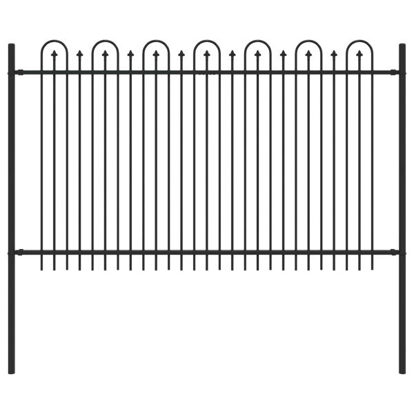 Spitzenbogenzaun Schwarz 200 x 130 cm Pulverbeschichteter Stahl