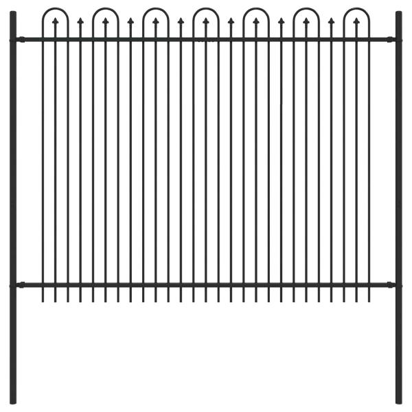 Spitzenbogenzaun Schwarz 200 x 200 cm Pulverbeschichteter Stahl