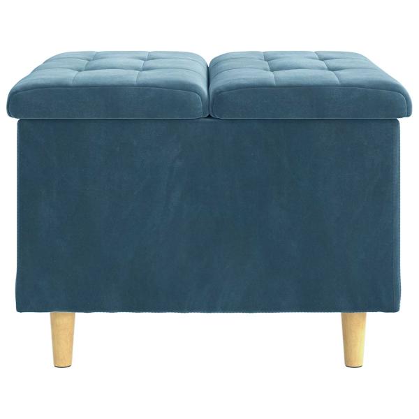 Aufbewahrungsottomane mit Kissen Blau 60 x 60 x 45 cm Samt