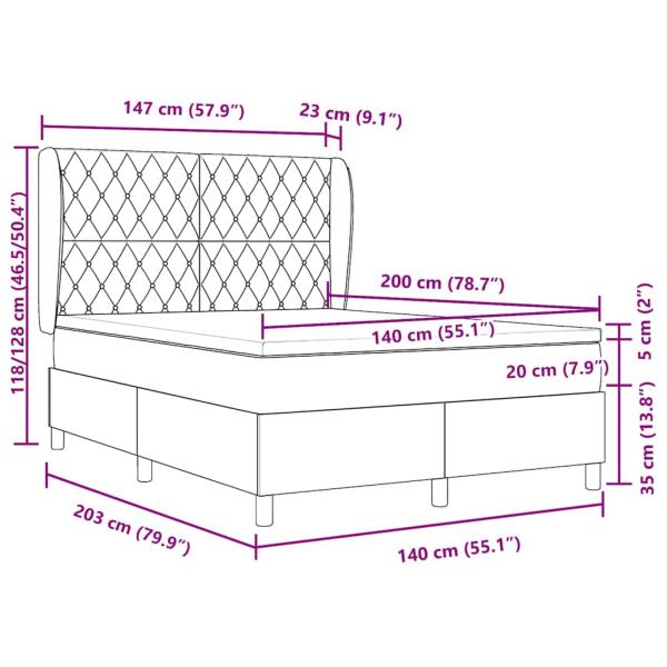 Boxspringbett mit Matratze Dunkelgrün 200 x 140 cm Polyester