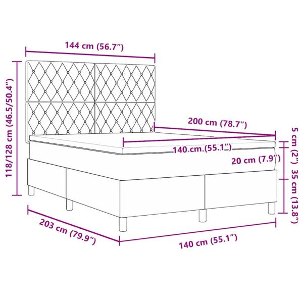 LED Boxspringbett mit Matratze Dunkelgrün 140 x 200 cm Stoff