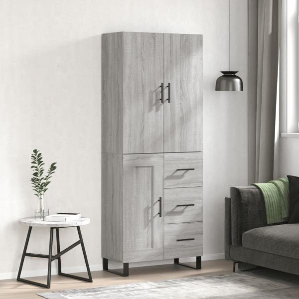 ARDEBO.de - Highboard Grau Sonoma 69,5x34x180 cm Holzwerkstoff
