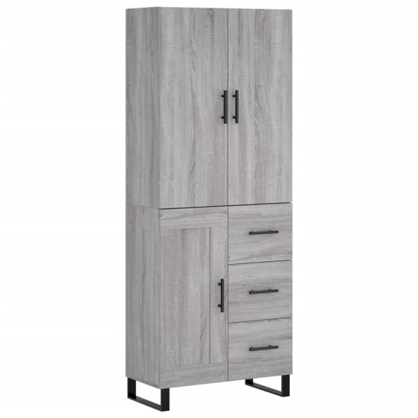 Highboard Grau Sonoma 69,5x34x180 cm Holzwerkstoff