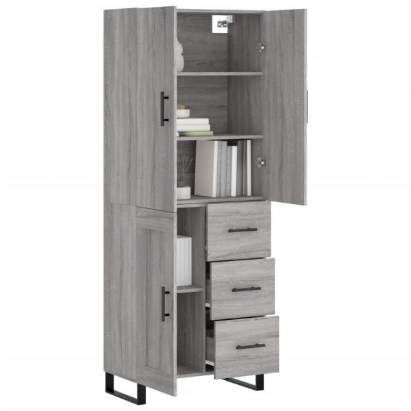 Highboard Grau Sonoma 69,5x34x180 cm Holzwerkstoff