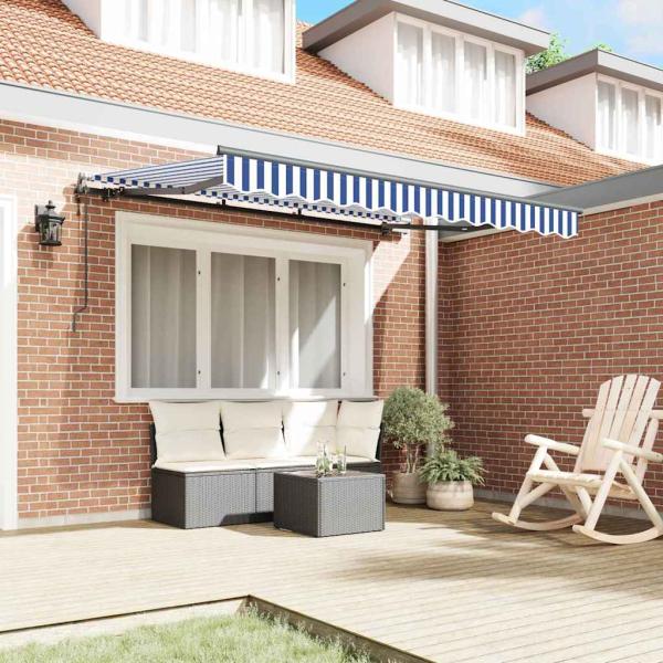 Einziehbare Markise Blau 300 x 200 cm Stoff