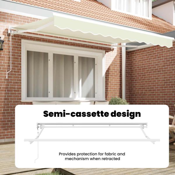Einziehbare Markise Creme 300 x 200 cm Polyester und Metall
