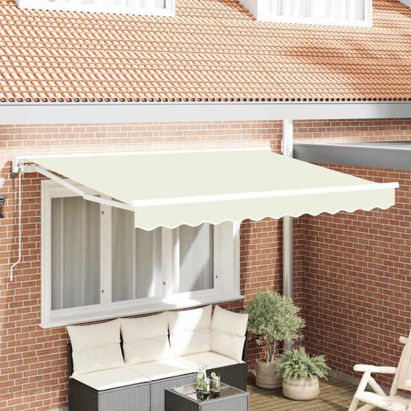 Einziehbare Markise Creme 300 x 200 cm Polyester und Metall