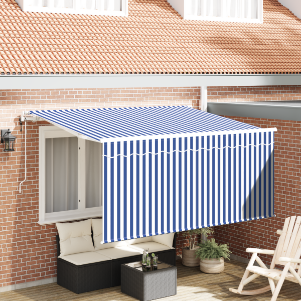 Einziehbare Markise Blau und Weiß 300 x 200 cm