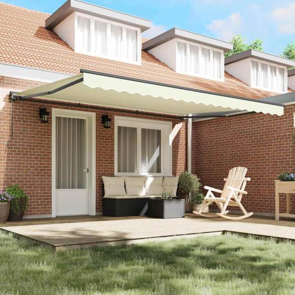 Einziehbare Markise Creme 450 x 300 cm Polyester und Metall