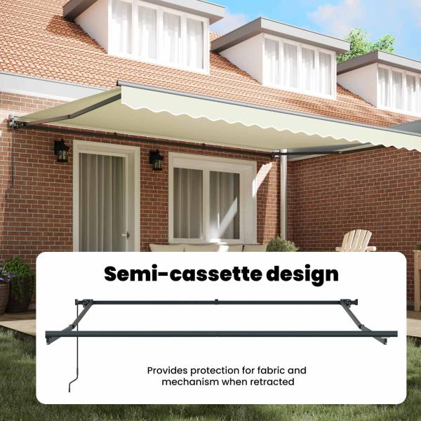 Einziehbare Markise Creme 450 x 300 cm Polyester und Metall