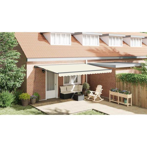 Einziehbare Markise Creme 450 x 300 cm Polyester und Metall