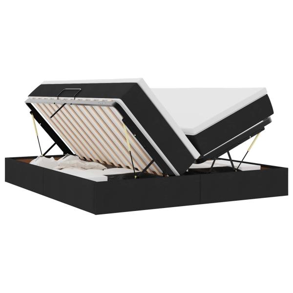 Aufbewahrungsbett mit Matratze Schwarz 180 x 200 cm Polyester