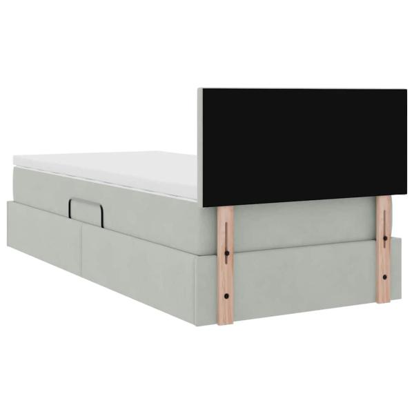 ARDEBO.de - Aufbewahrungsbett mit Matratze Hellgrau 100 x 200 cm Samt
