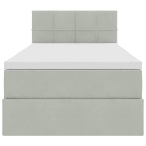 Bett mit Stauraum und LED mit LED Hellgrau 100 x 200 cm Samt