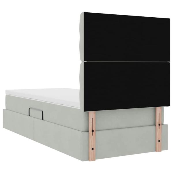 Aufbewahrungsbett mit Matratze Hellgrau 100 x 200 cm Samt