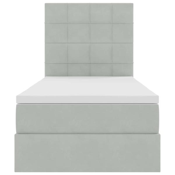 Bett mit Stauraum und LED mit LED Hellgrau 100 x 200 cm Samt