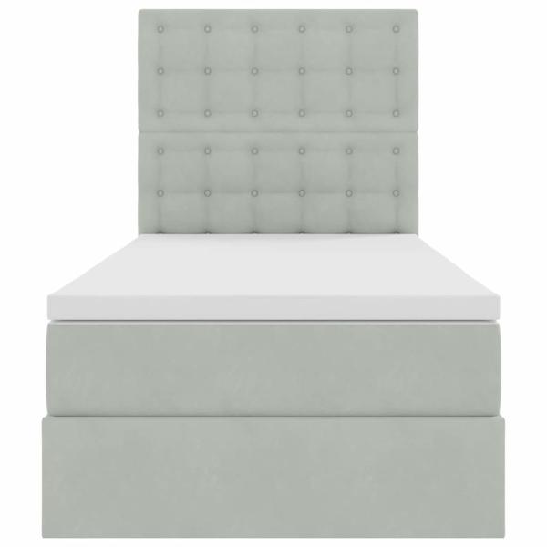 Bett mit Stauraum und LED mit LED Hellgrau 100 x 200 cm Samt