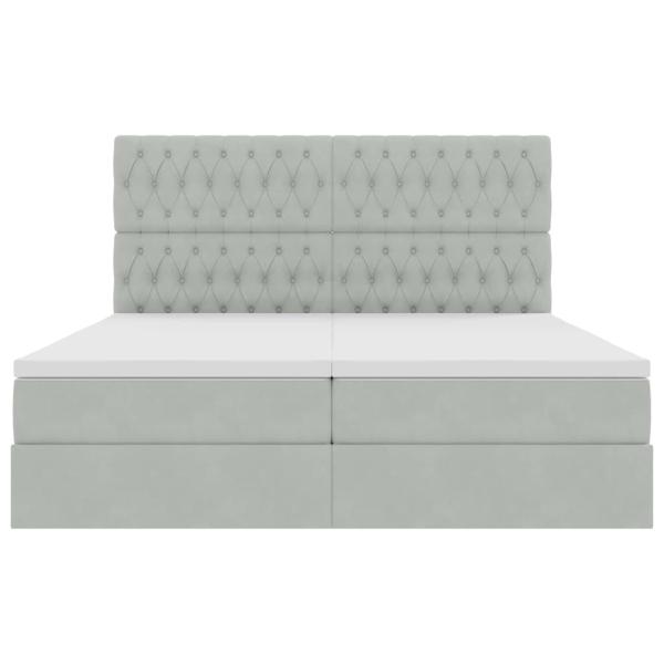 Bett mit LED-Lichtleisten Hellgrau 200 x 200 cm Samt